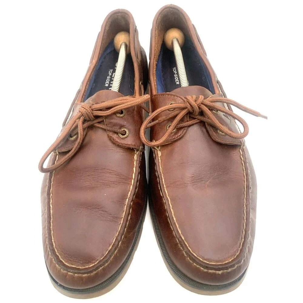 Sperry Top-Sider Leeward 2-Eye Leather Boat Brown Shoes STS18231 Men's Size 13M